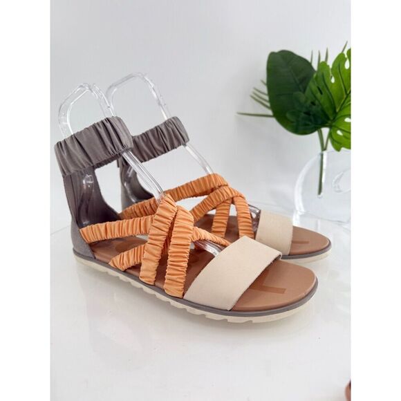 SOREL Women's Ella II Sandal Size 11 Tan Orange Leather Open Toe Slingback Shoe - Picture 1 of 13